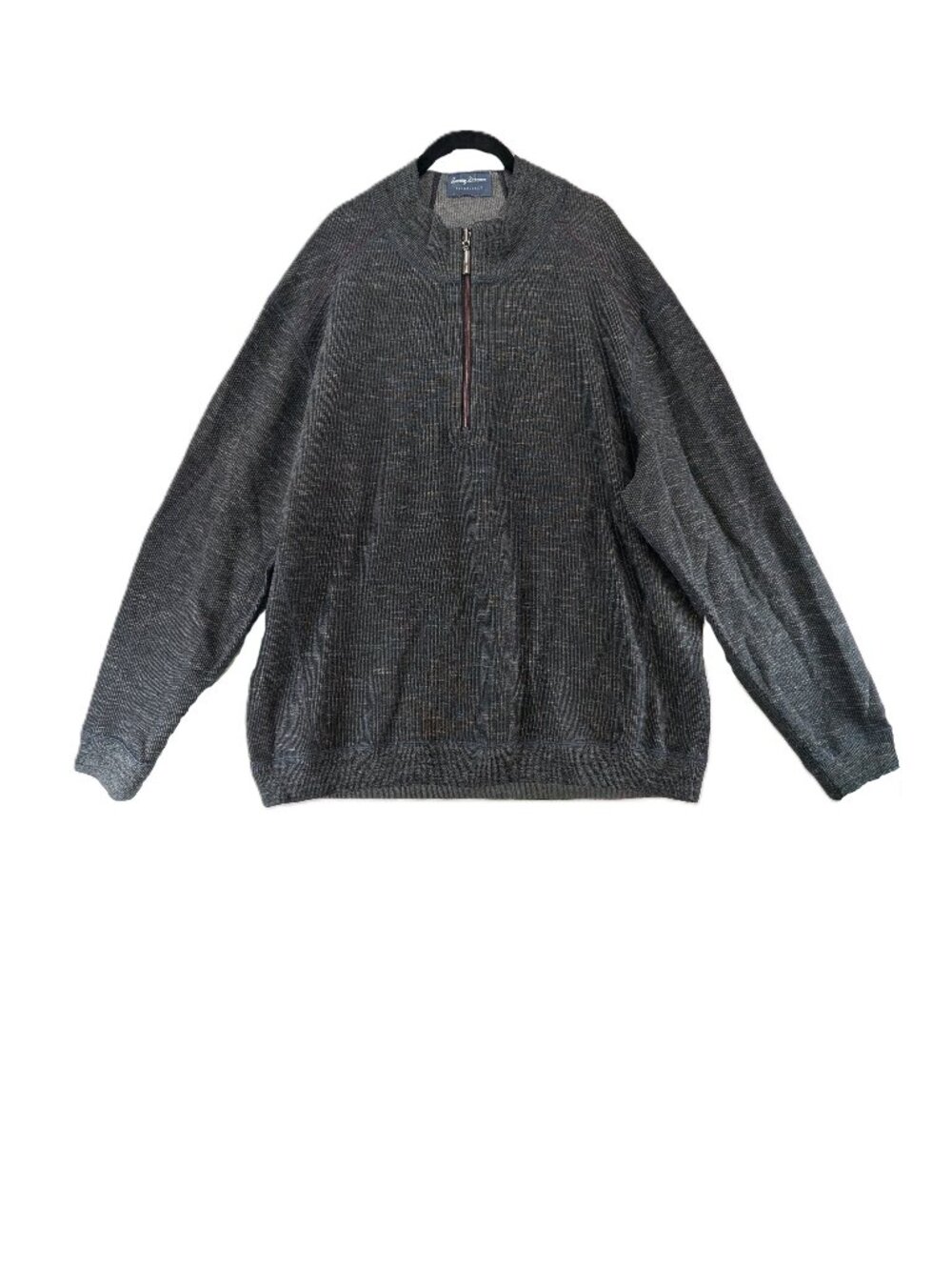 Tommy Bahama Sweater Mens Sz L Gray Reversible Quarter Zip Beach Logo Casual